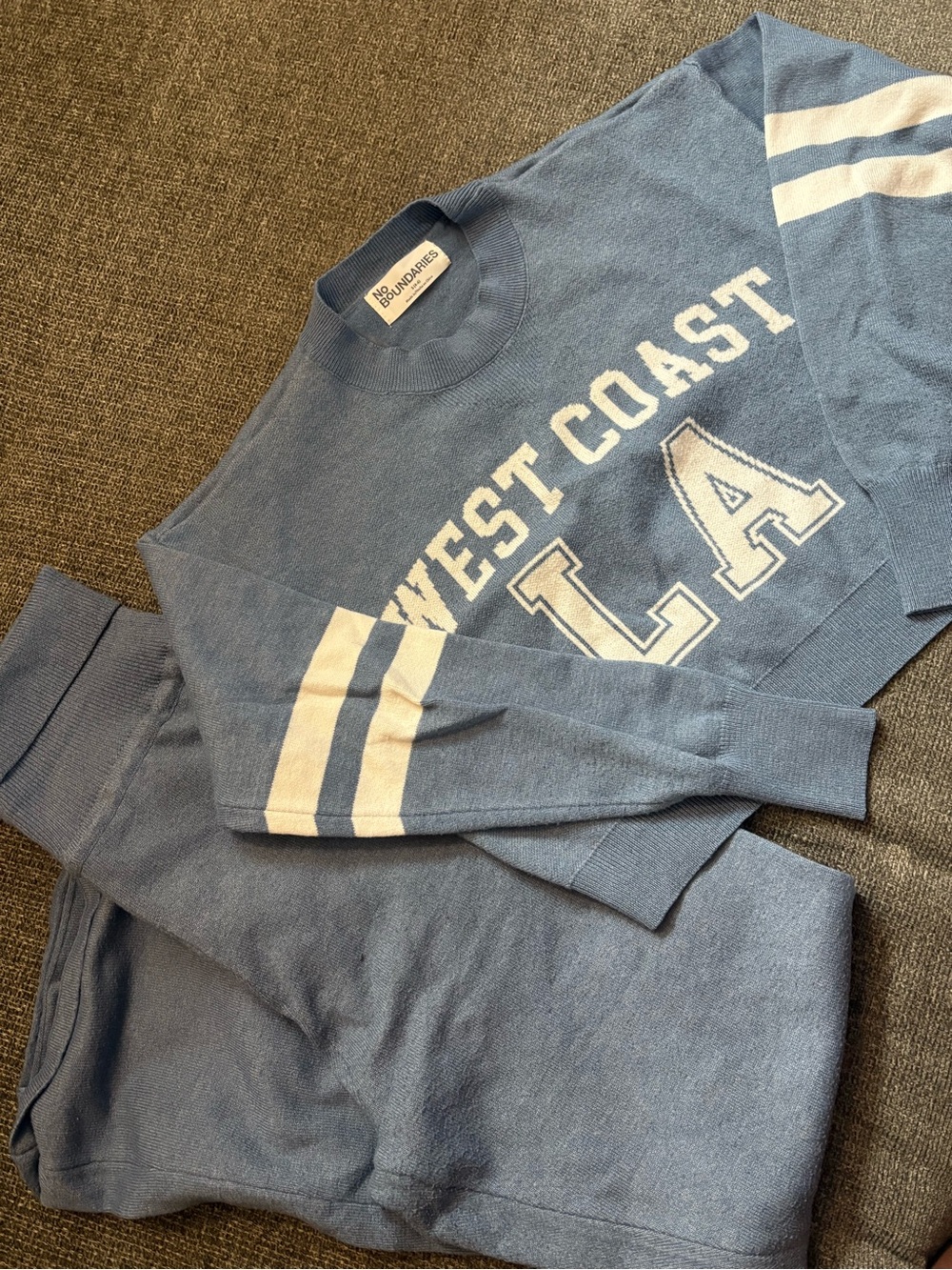 No Boundaries Light Blue Crewneck Sweater with Bottoms